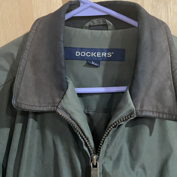 Mens L Dockers Army Green Bomber Jacket 